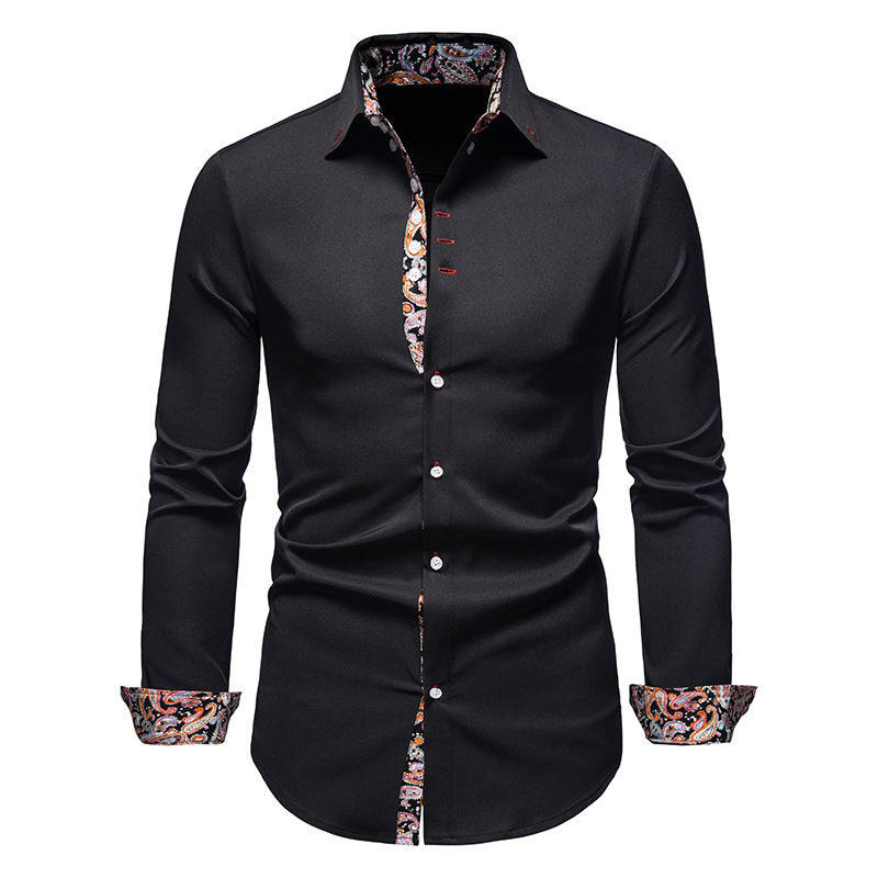 Herren elegantes Langarmhemd mit auffälligem Paisley-Muster Aliams