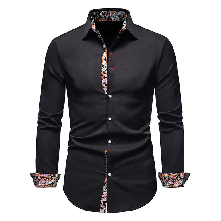 Herren elegantes Langarmhemd mit auffälligem Paisley-Muster Aliams