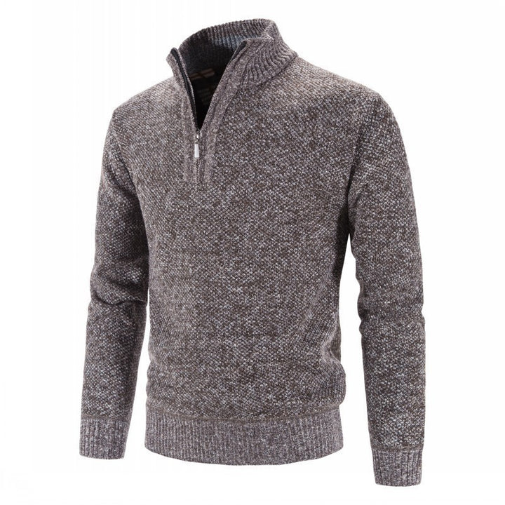 Herren Eleganter Rollkragenpullover mit halbem Reißverschluss Aliams