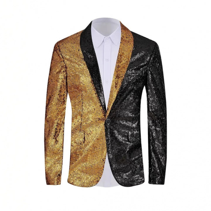 Herren Glänzender Pailletten-Blazer mit kontrastierenden Farben Aliams