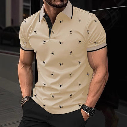 Herren Polohemd mit kurzem Arm und Muster Aliams