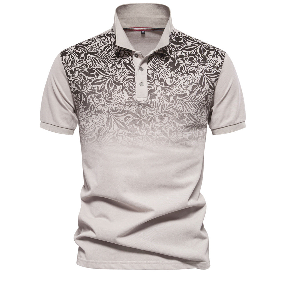 Herren Kurzarm Poloshirt mit floralen Mustern und modernen Designelementen Aliams