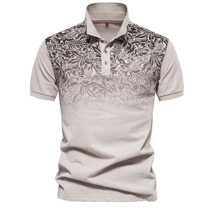 Herren Kurzarm Poloshirt mit floralen Mustern und modernen Designelementen Aliams