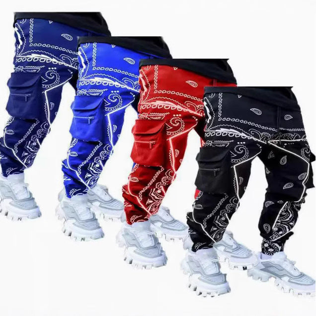 Herren Cargo-Hose mit ausgefallenem Bandana-Muster und praktischen Taschen Aliams