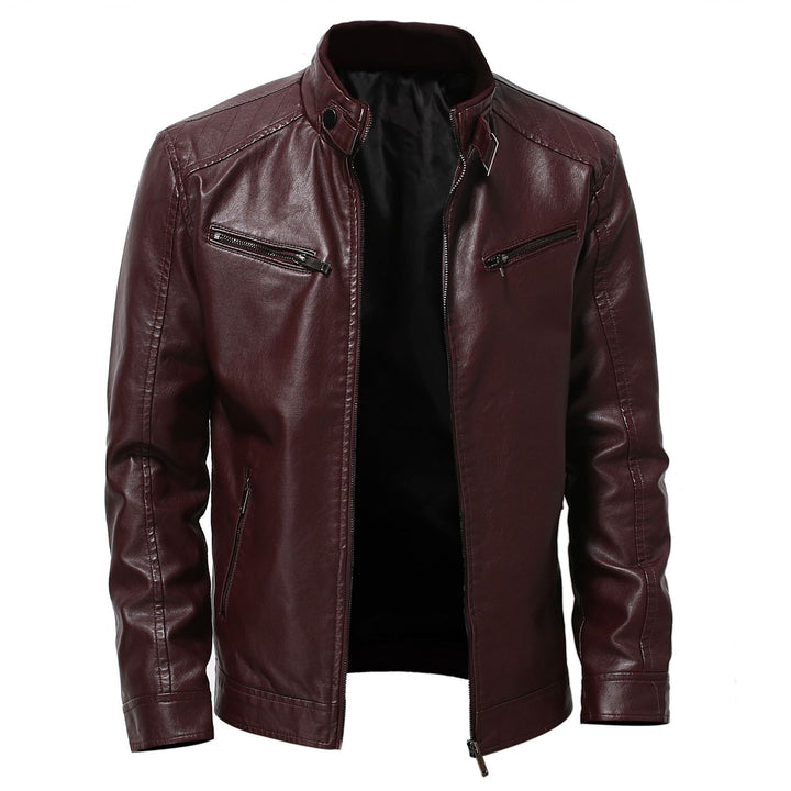 Herren stylische Kunstleder-Motorradjacke im Biker-Stil Aliams