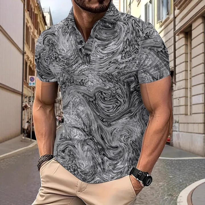 Herren Kurzarm Poloshirt mit innovativem Wellenmuster Aliams