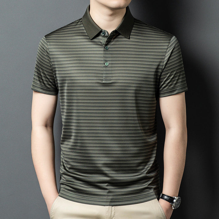 Herren Kurzarm Poloshirt mit innovativem Streifenmuster und atmungsaktiver Technologie Aliams