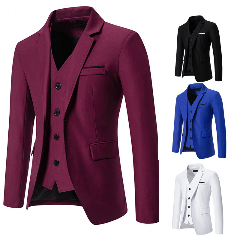 Herren elegant ausgestattetes Anzugset mit Blazer, Weste und Hose Aliams