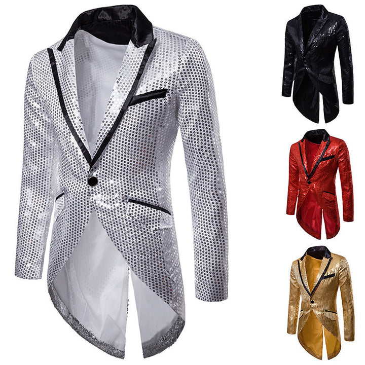 Herren eleganter Pailletten-Blazer mit asymmetrischem Schnitt und luxuriösem Design Aliams