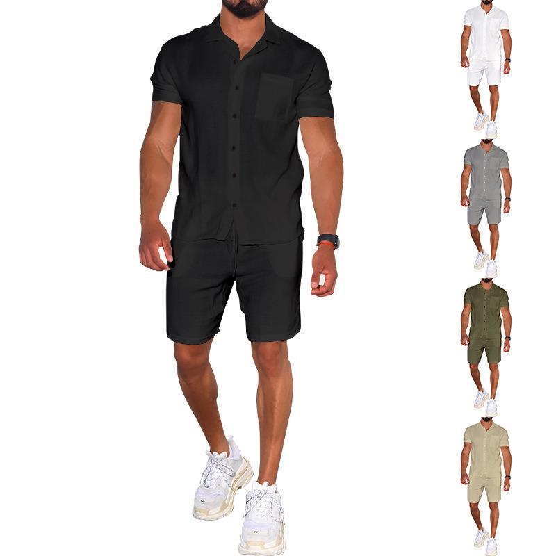 Herren modernes Freizeit-Set aus kurzärmligem Hemd und Shorts Aliams