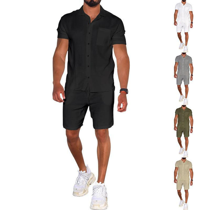 Herren modernes Freizeit-Set aus kurzärmligem Hemd und Shorts Aliams
