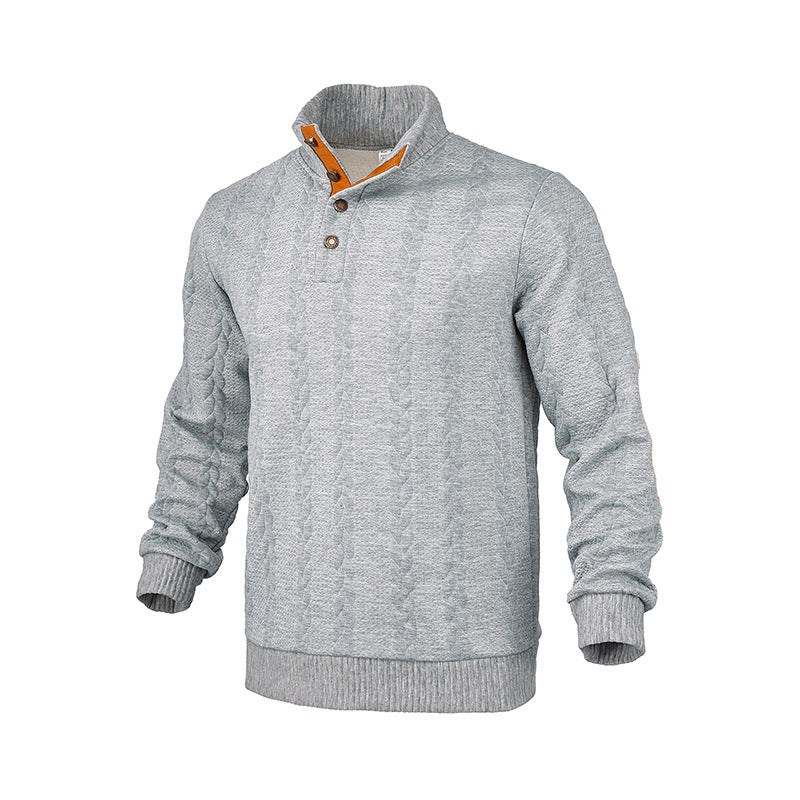 Herren Strickpullover mit modischem Stehkragen und kontrastierenden Knopfdetails Aliams