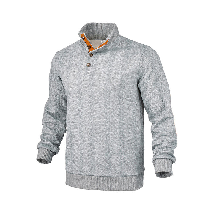 Herren Strickpullover mit modischem Stehkragen und kontrastierenden Knopfdetails Aliams