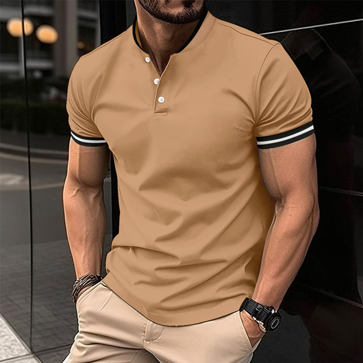 Herren Poloshirt mit modischem Henley-Kragen und sportlichen Akzenten Aliams