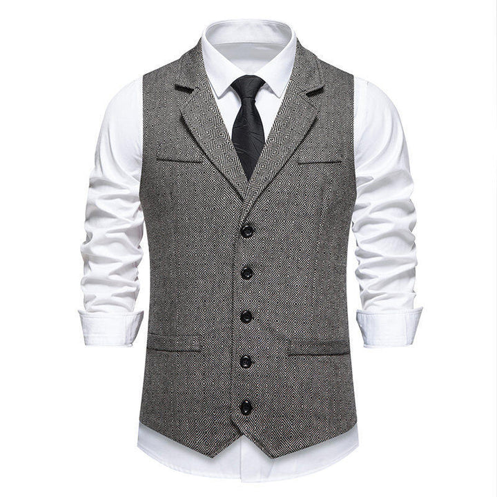 Herren Anzugweste im eleganten Herringbone-Muster mit praktischen Taschen Aliams