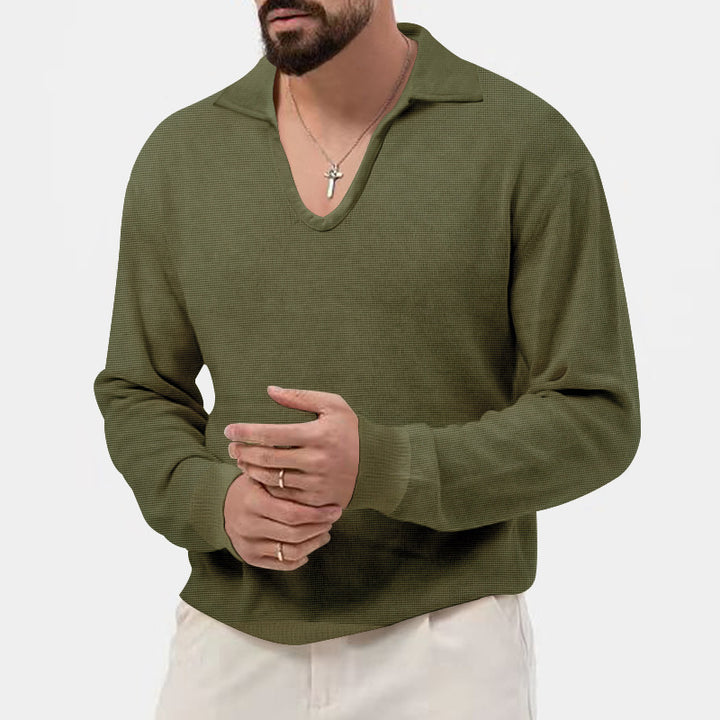 Herren eleganter Pullover mit V-Ausschnitt und strukturiertem Design Aliams