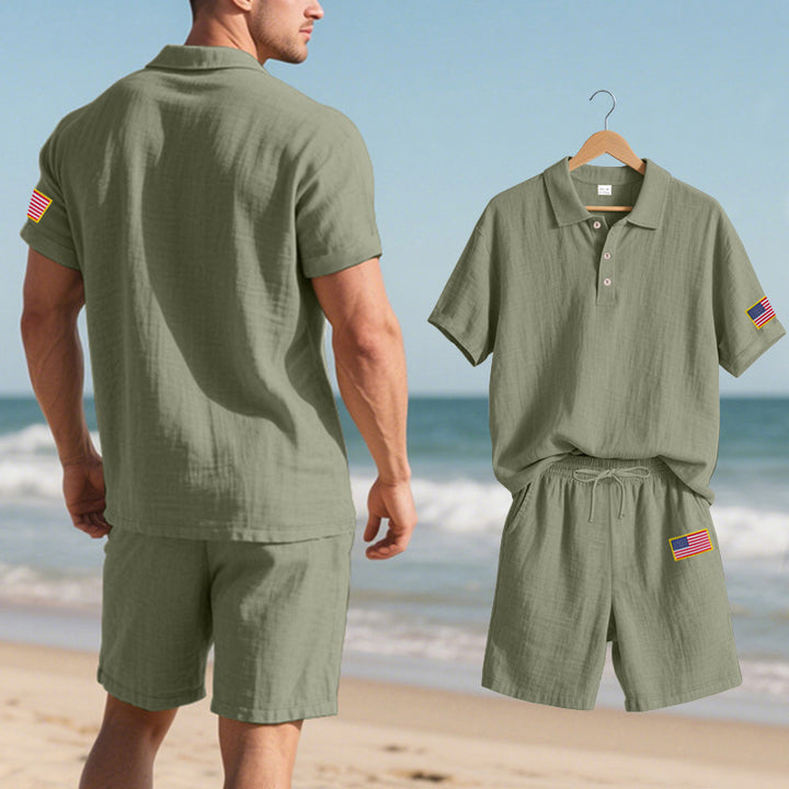 Herren Poloshirt mit Shorts im lässigen Strandlook Aliams