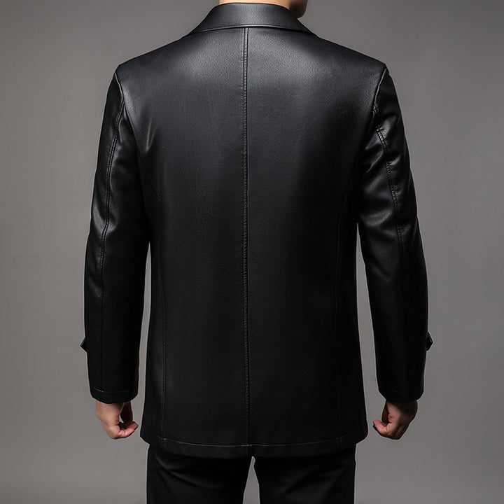 Herren Kunstlederjacke mit elegantem Schnitt und praktischen Taschen Aliams