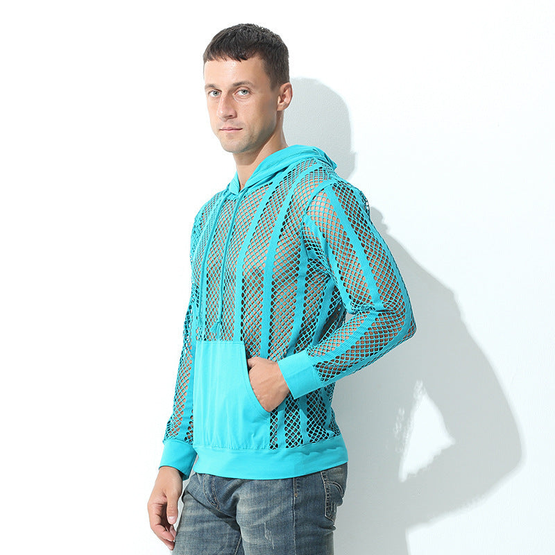 Herren atmungsaktiver Mesh-Hoodie mit Kapuze Aliams