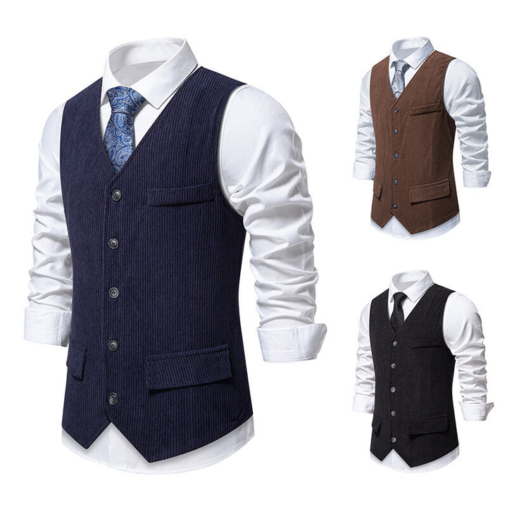 Herren eleganter Anzugweste mit strukturiertem Design und praktischen Taschen Aliams