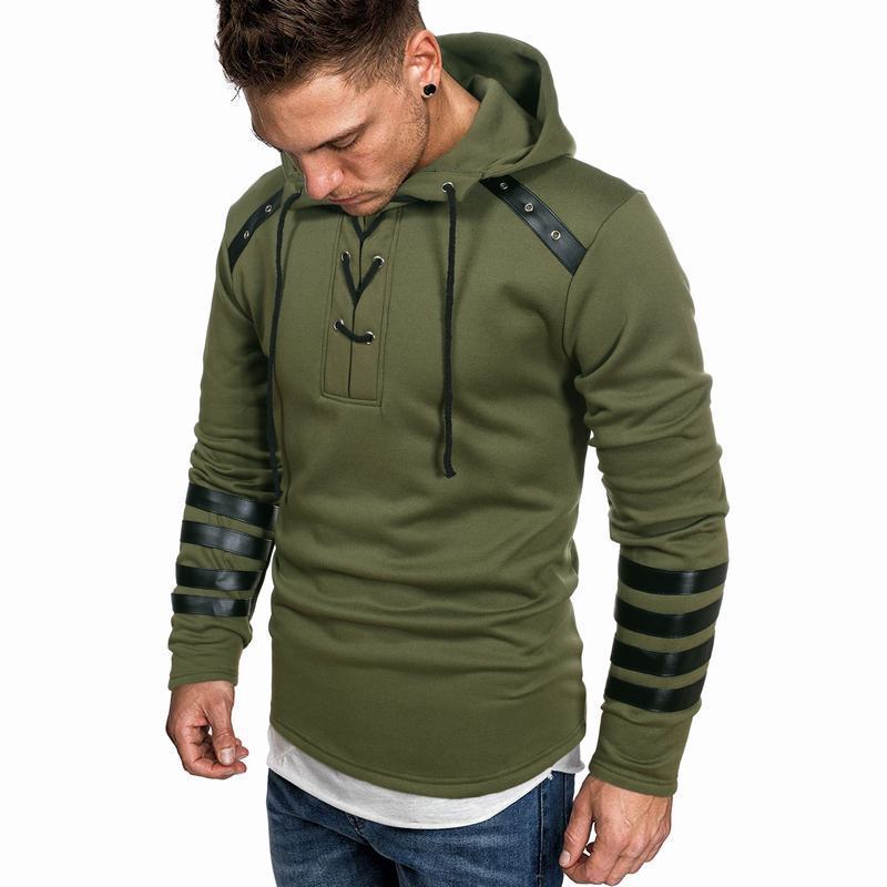 Herren Hoodie mit Kunstleder-Details Aliams