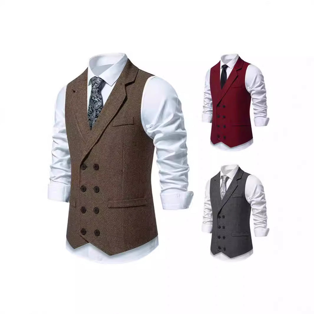 Herren Elegante Anzugweste mit klassischem Hahnentrittmuster und modernem Schnitt Aliams