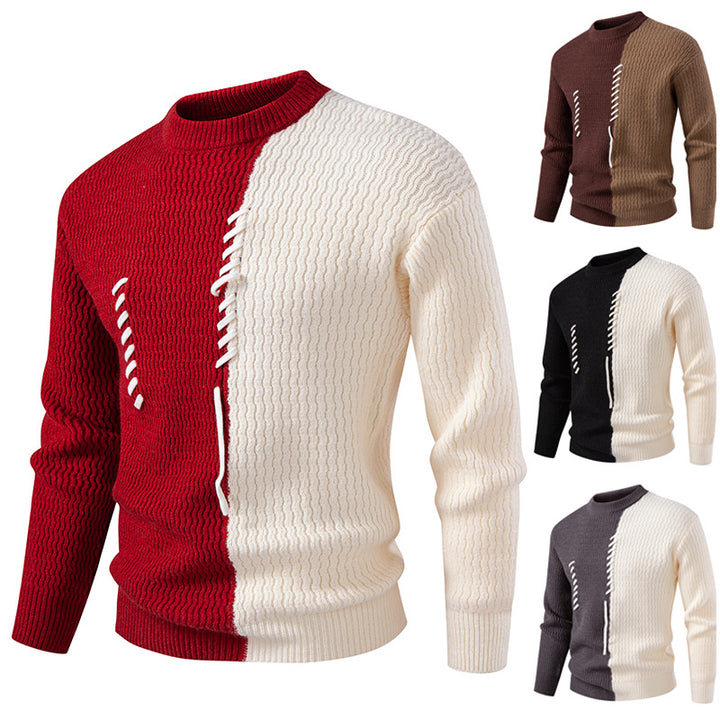 Herren Grobstrickpullover mit asymmetrischem Muster und dekorativem Detail Aliams