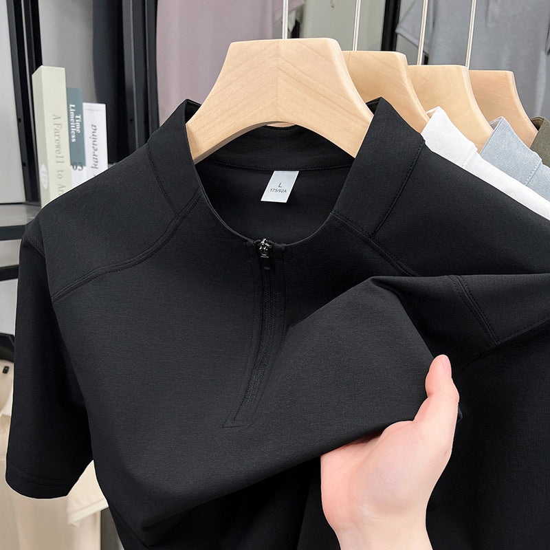 Herren Kurzarm Funktionsshirt mit Reißverschluss und atmungsaktiver Technologie Aliams