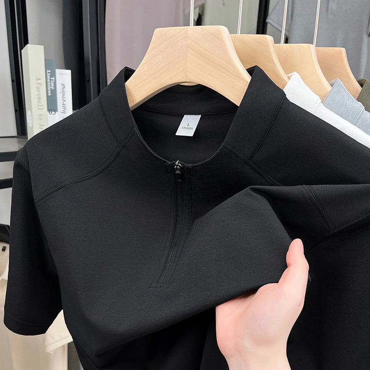 Herren Kurzarm Funktionsshirt mit Reißverschluss und atmungsaktiver Technologie Aliams