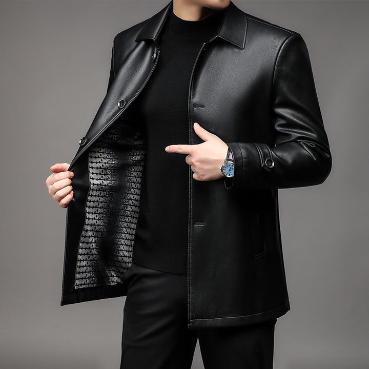 Herren Kunstlederjacke mit elegantem Schnitt und praktischen Taschen Aliams