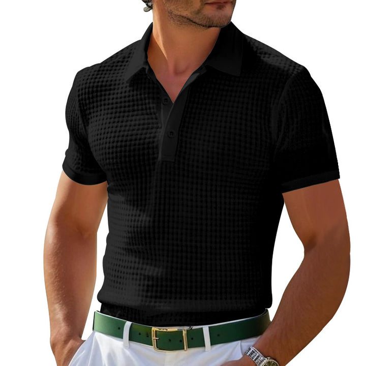 Herren Poloshirt mit strukturiertem Gewebe und modernen Knopfdetails Aliams