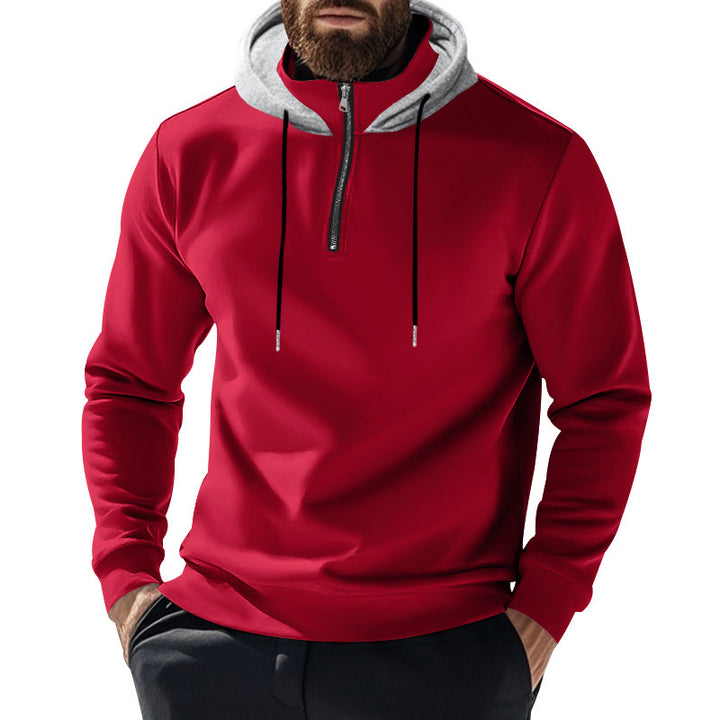 Herren sportlicher Hoodie mit halbem Reißverschluss und modernem Kapuzenaufbau Aliams