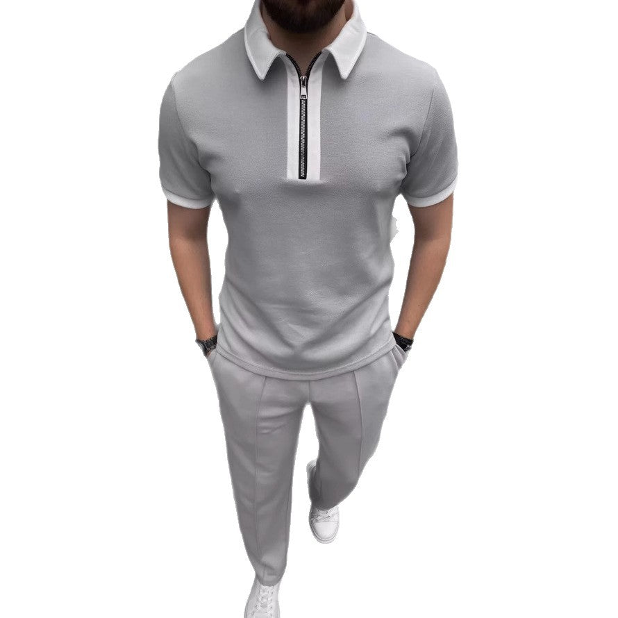 Herren Poloshirt mit Reißverschluss und modischen Kontrasten Aliams