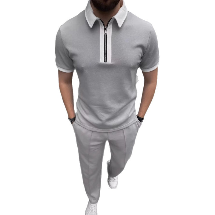 Herren Poloshirt mit Reißverschluss und modischen Kontrasten Aliams