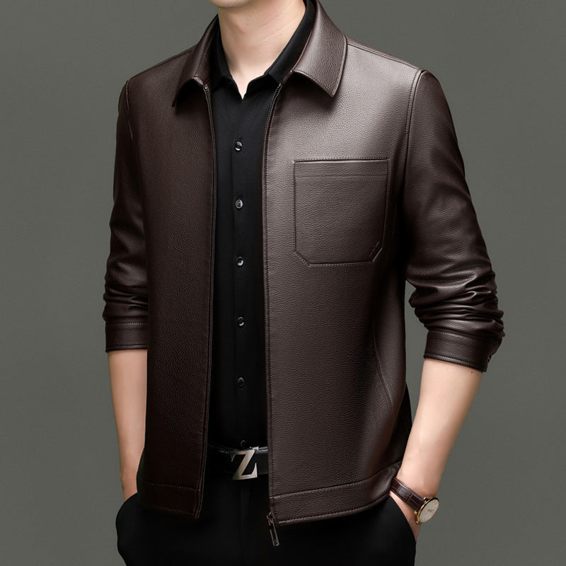 Herren Kunstlederjacke mit modernem Schnitt und praktischen Taschen Aliams