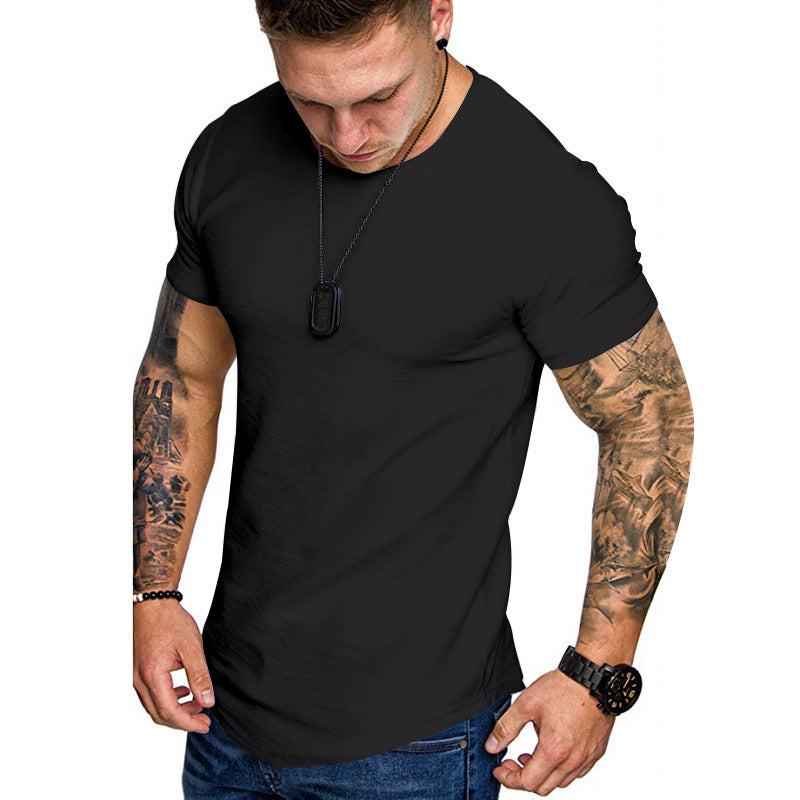 Herren figurbetontes Kurzarm-T-Shirt aus hochwertiger Baumwolle mit Rundhalsausschnitt und bequemen Schnitt Aliams