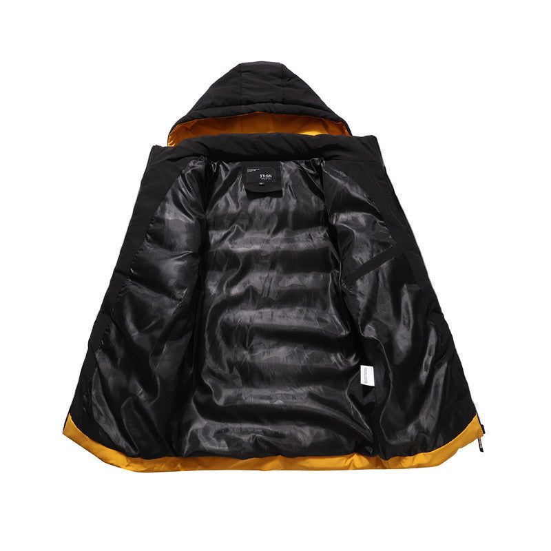 Herren gesteppte Winterjacke mit modischem Farbkontrast und Kapuze Aliams
