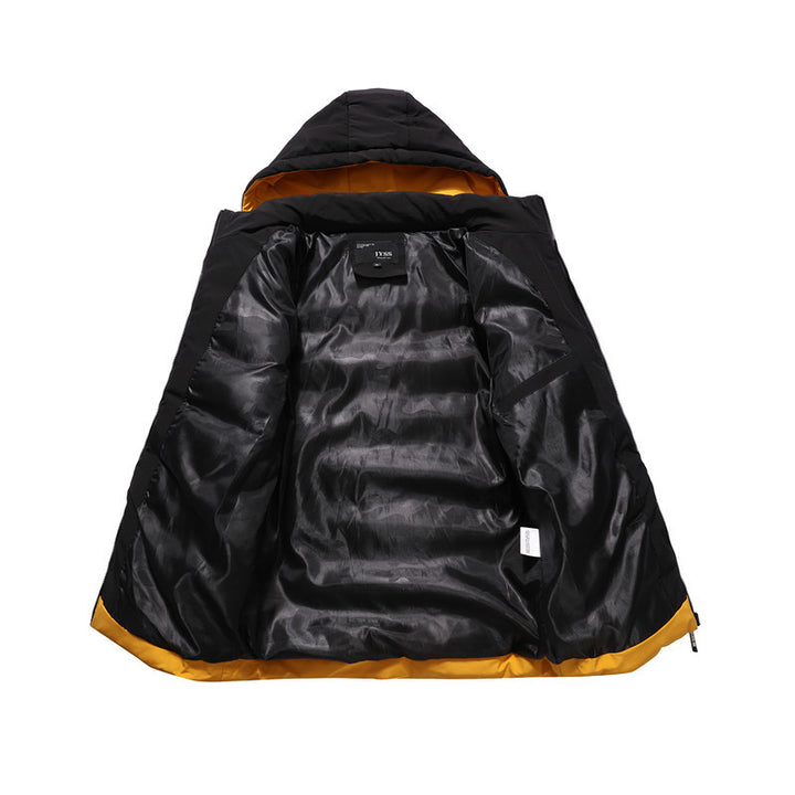 Herren gesteppte Winterjacke mit modischem Farbkontrast und Kapuze Aliams