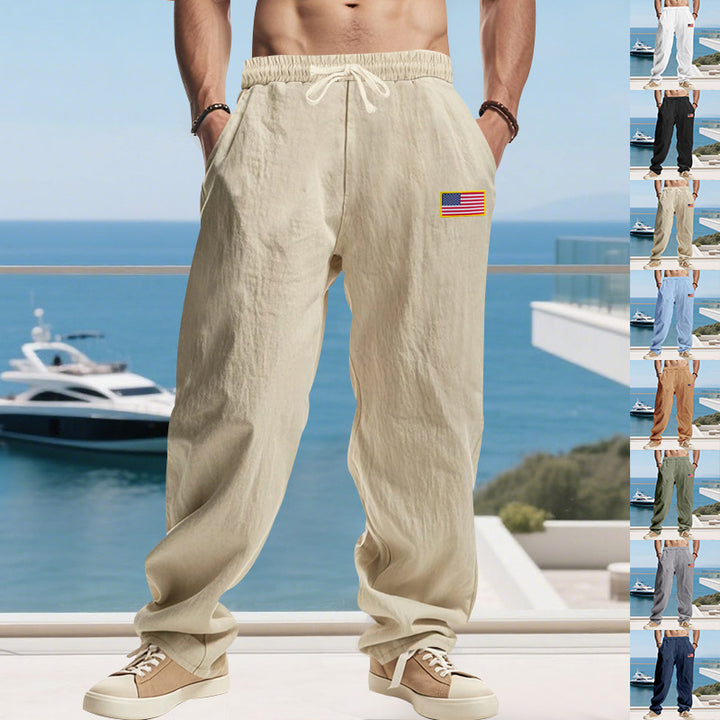 Herren Bequeme Freizeit-Cargo-Hose mit elastischem Bund und Seitentaschen Aliams