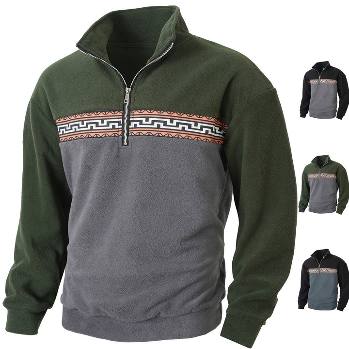 Herren Fleece Pullover mit modischem Stehkragen Aliams