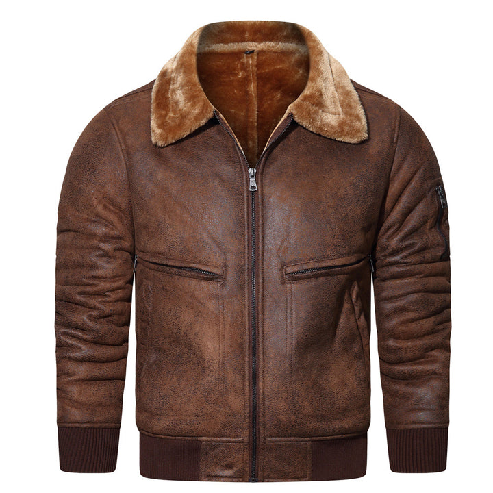 Herren Bikerjacke mit Teddyfutter und hohem Kragen Aliams