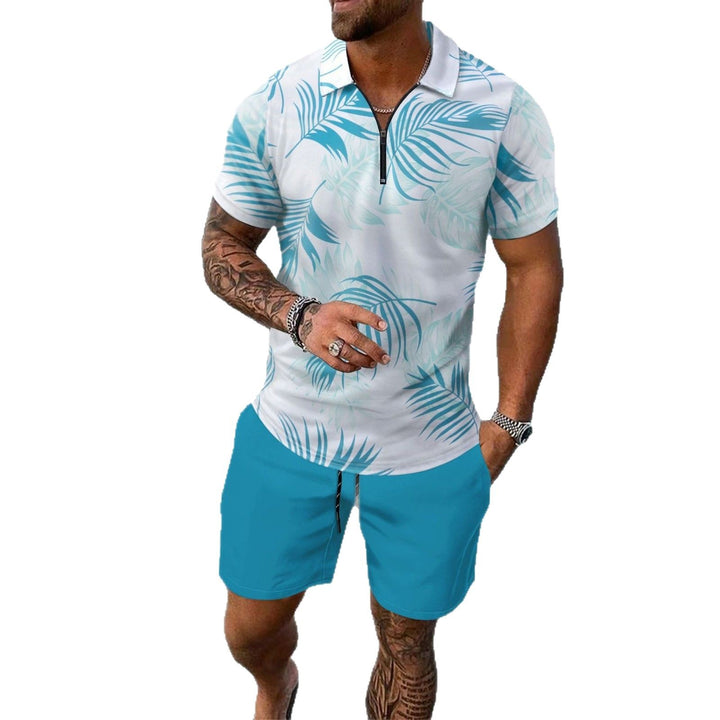 Herren Polohemd im tropischen Design mit Reißverschluss Aliams