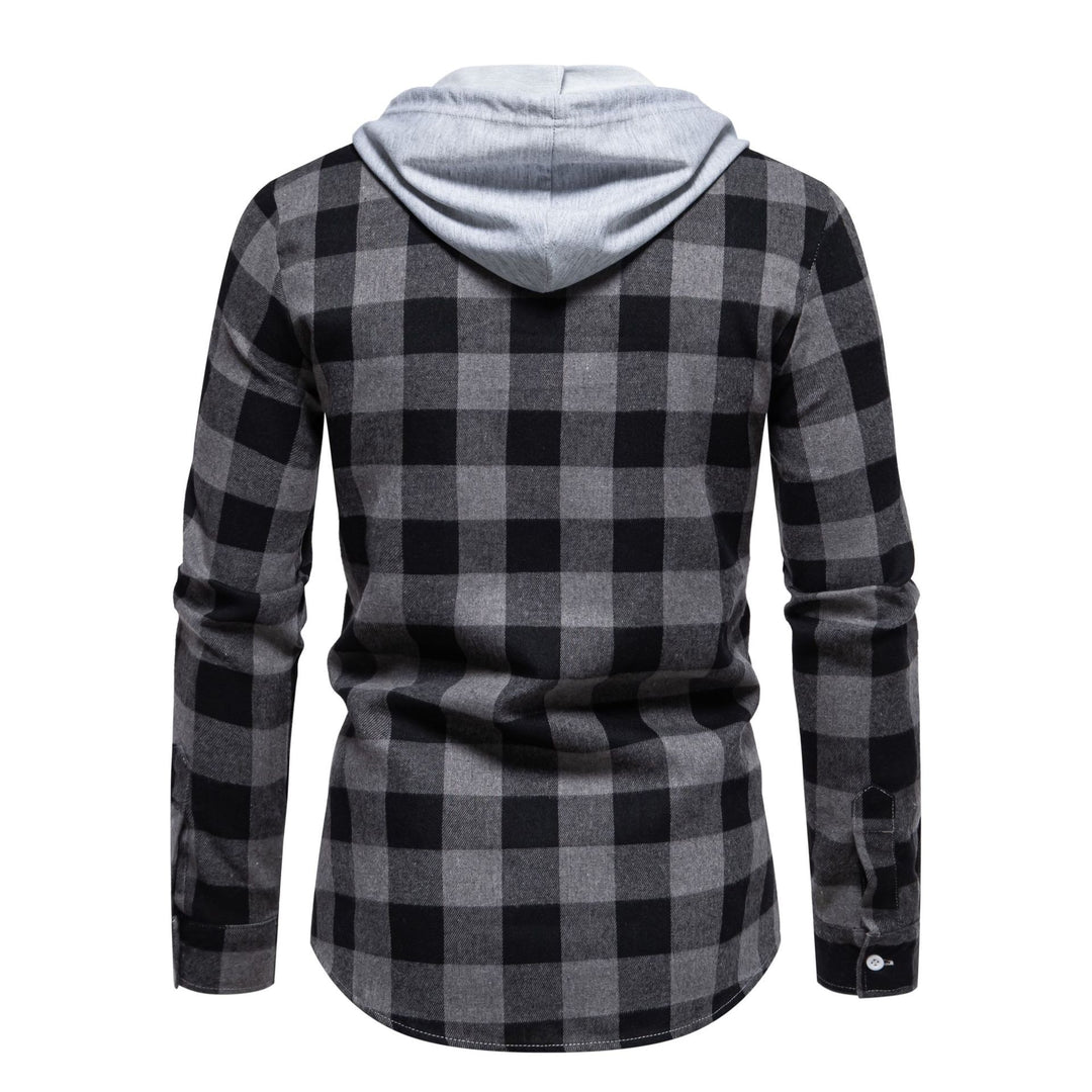 Herren Karohemd mit integrierter Kapuze und modernem Schnitt Aliams