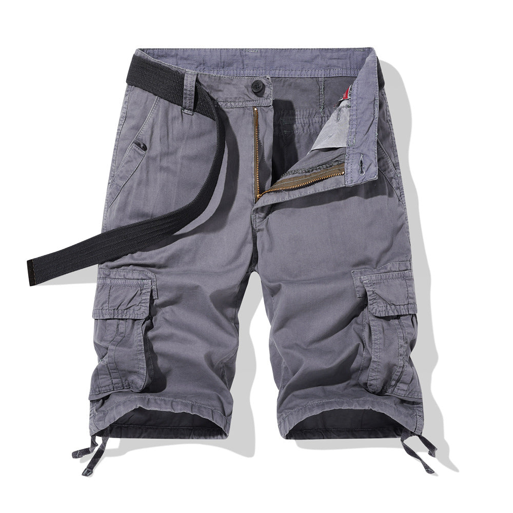 Herren vielseitige Cargo-Shorts mit praktischen Seitentaschen und verstellbarem Gürtel Aliams