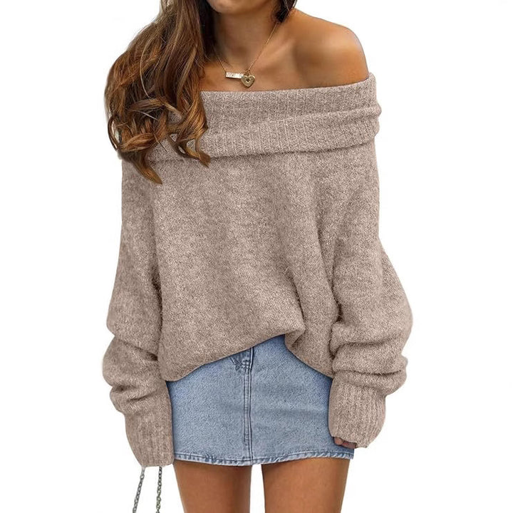 Damen Oversized Pullover mit schulterfreiem Design Aliams