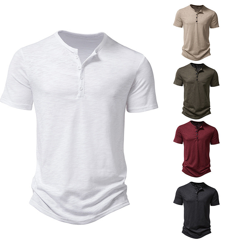 Herren Kurzarm-Henley-Shirt mit klassischem Knopfdesign Aliams