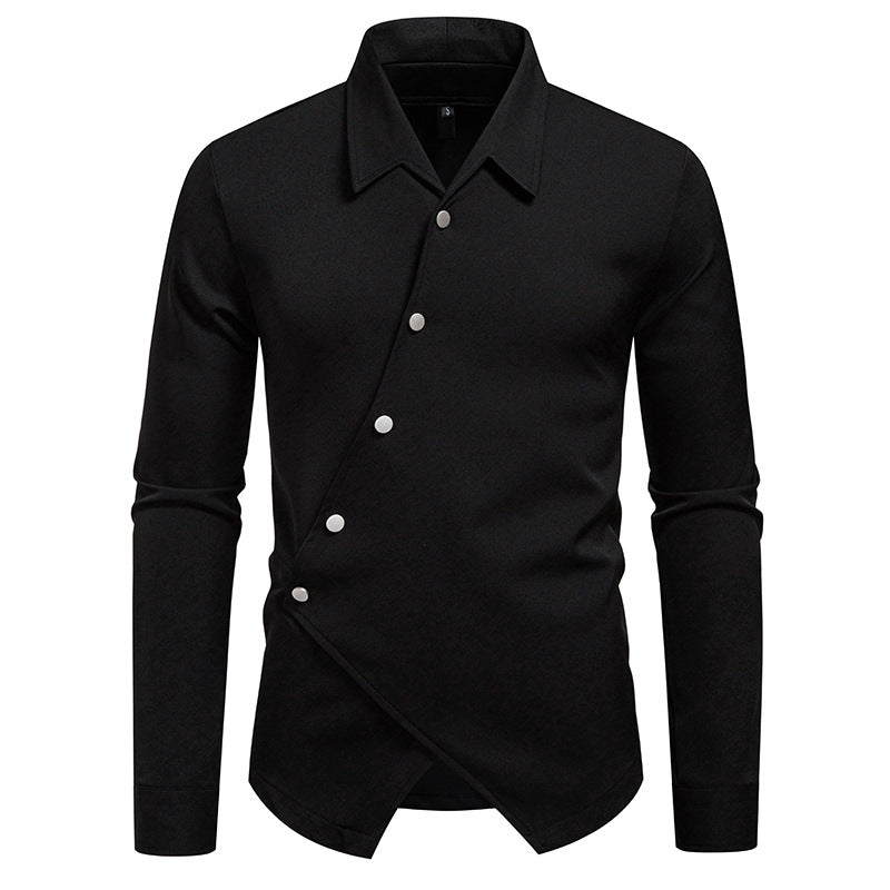 Herren Exklusive Hemdbluse mit asymmetrischem Schnitt und eleganten Knopfdetails Aliams