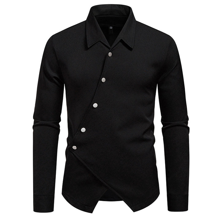 Herren Exklusive Hemdbluse mit asymmetrischem Schnitt und eleganten Knopfdetails Aliams