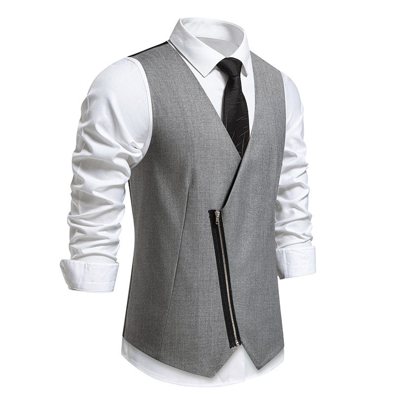 Herren Weste mit asymmetrischem Zipper-Design und modernem Schnitt Aliams