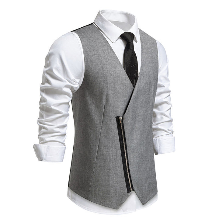Herren Weste mit asymmetrischem Zipper-Design und modernem Schnitt Aliams